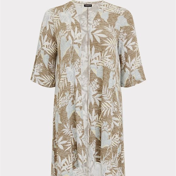 NWT Torrid Olive Green Tropical Hacci Hi-Lo Kimono - Picture 3 of 8